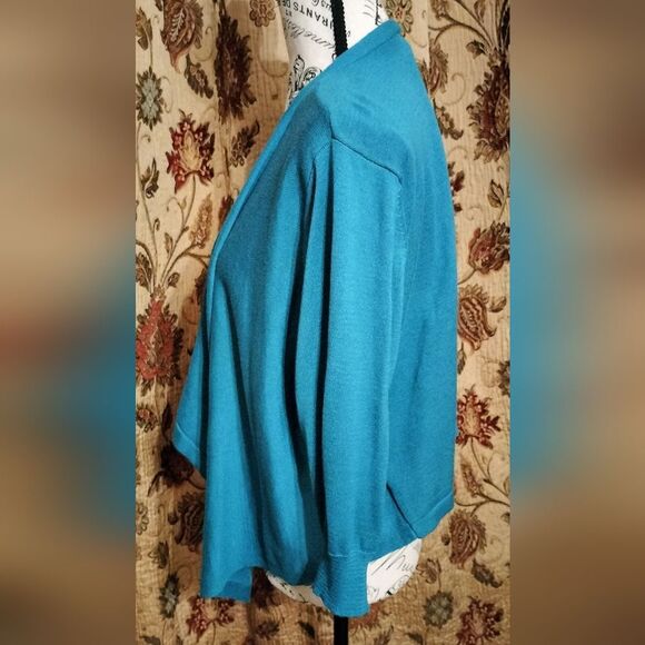 Woman Within Teal Draped Cardigan - Picture 5 of 8